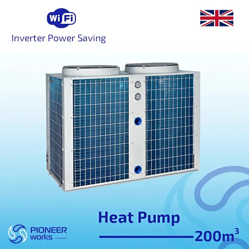 Heat pump for cooling and heating large swimming pools 85KW up to 850m3